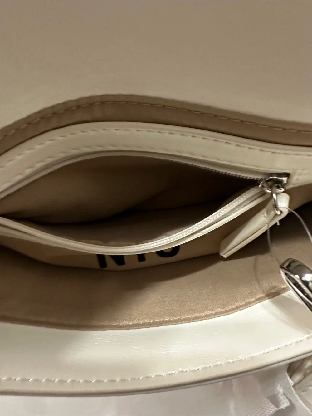 Madden NYC Cream Top-Handle Satchel with Colorful Charm